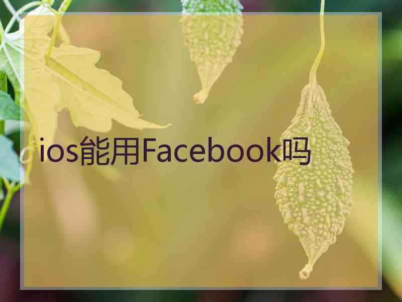 ios能用Facebook吗